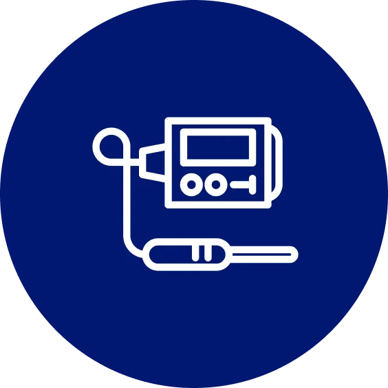 A blue circle with an image of a video camera.