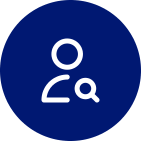 A blue circle with an image of someone in the middle.
